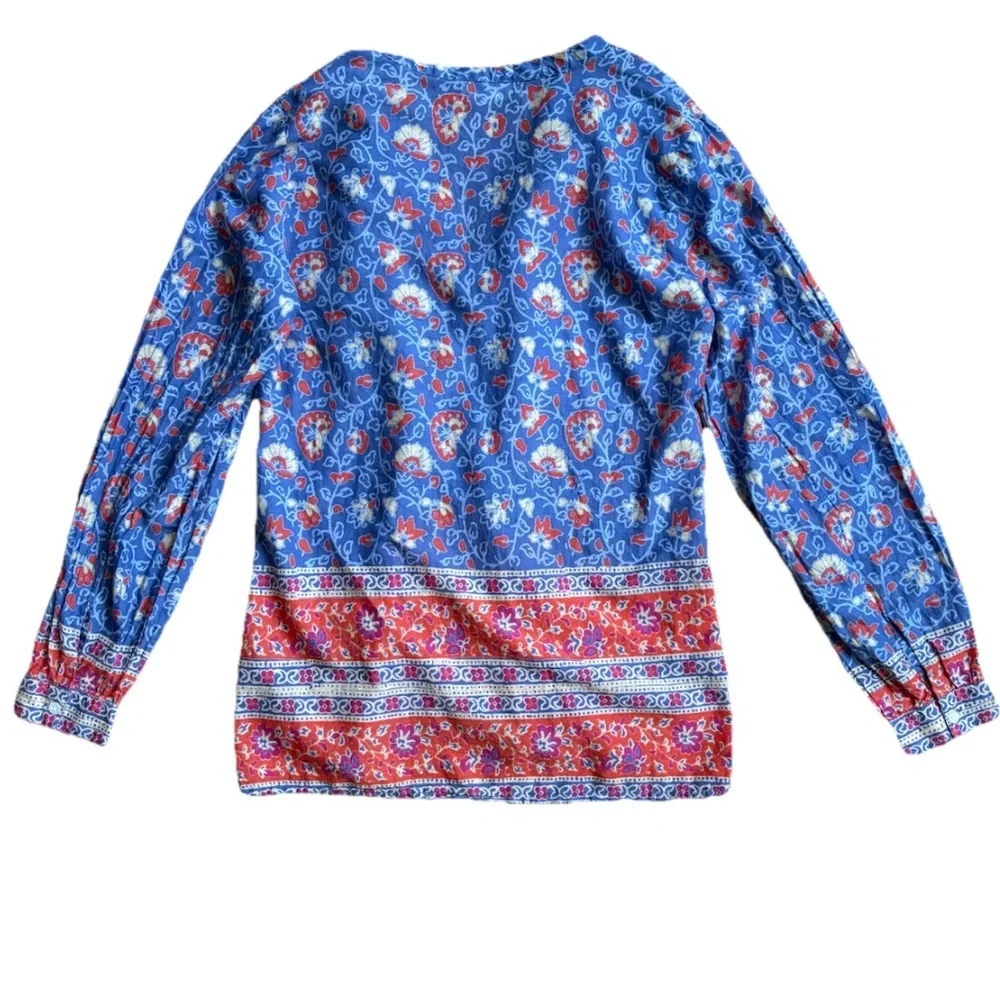 Floral Blue and Red Button Down Shirt - Picture 8 of 9